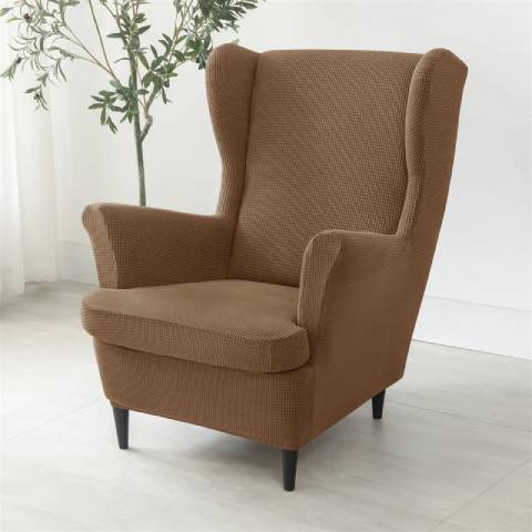 Housse de fauteuil à oreilles extensible - Marron - Protection et style nordique