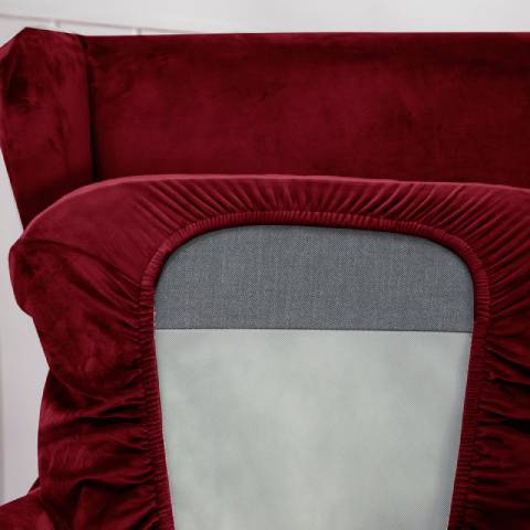 Housse de fauteuil à oreilles velours - Rouge Bordeaux - Élégance et Protection