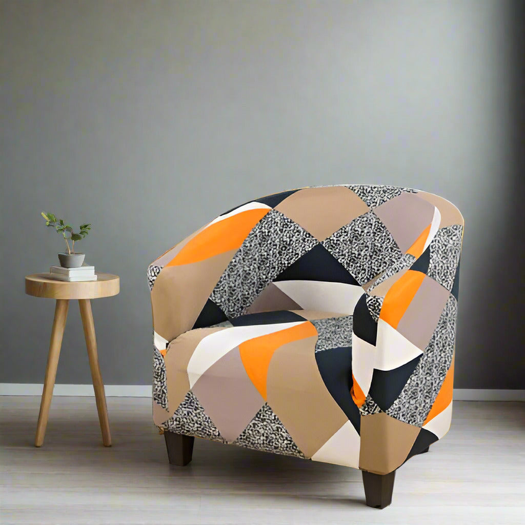 Protège fauteuil club matelassé – housse fauteuil universelle motifs géométrique coloré – adaptabilité à différents types de fauteuils