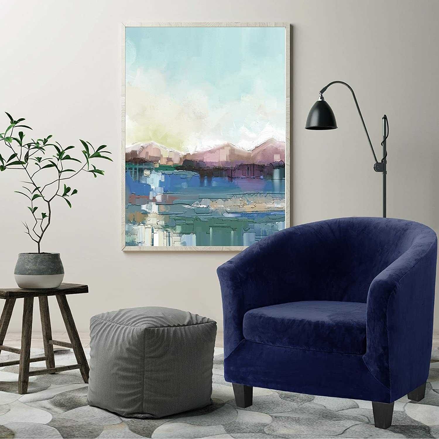 Housse de Fauteuil Velours - Bleu Marine