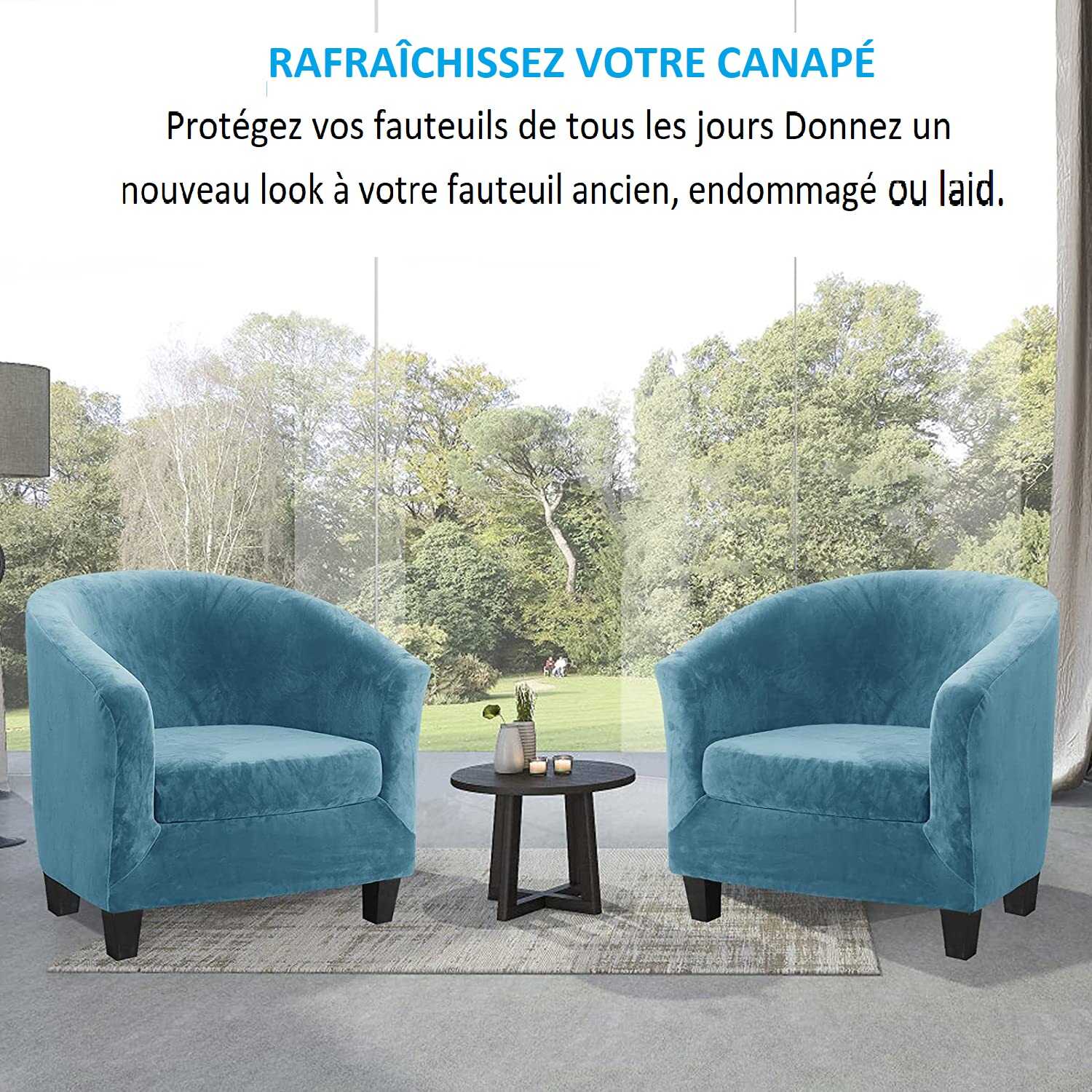 Housse de Fauteuil Velours - Ciel