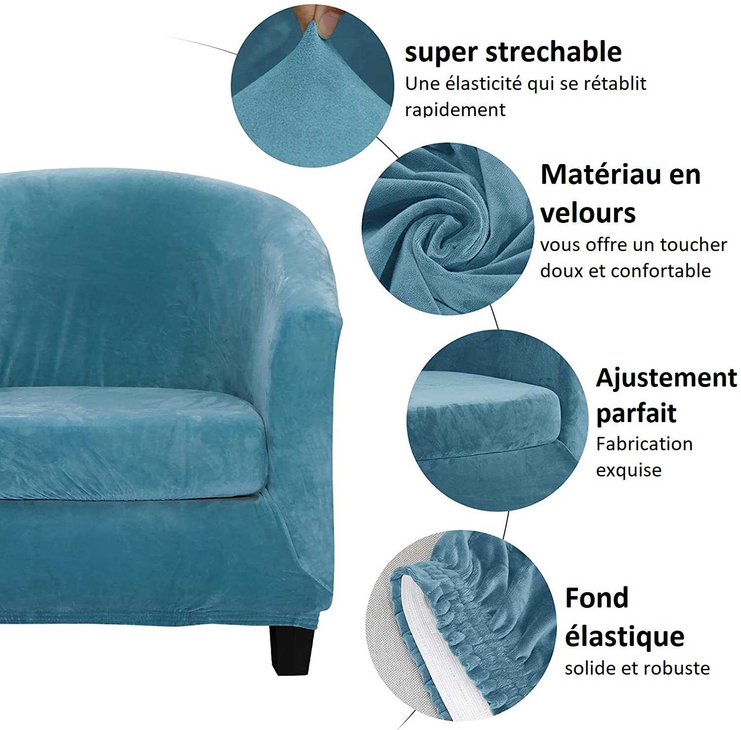 Housse de Fauteuil Velours - Ciel