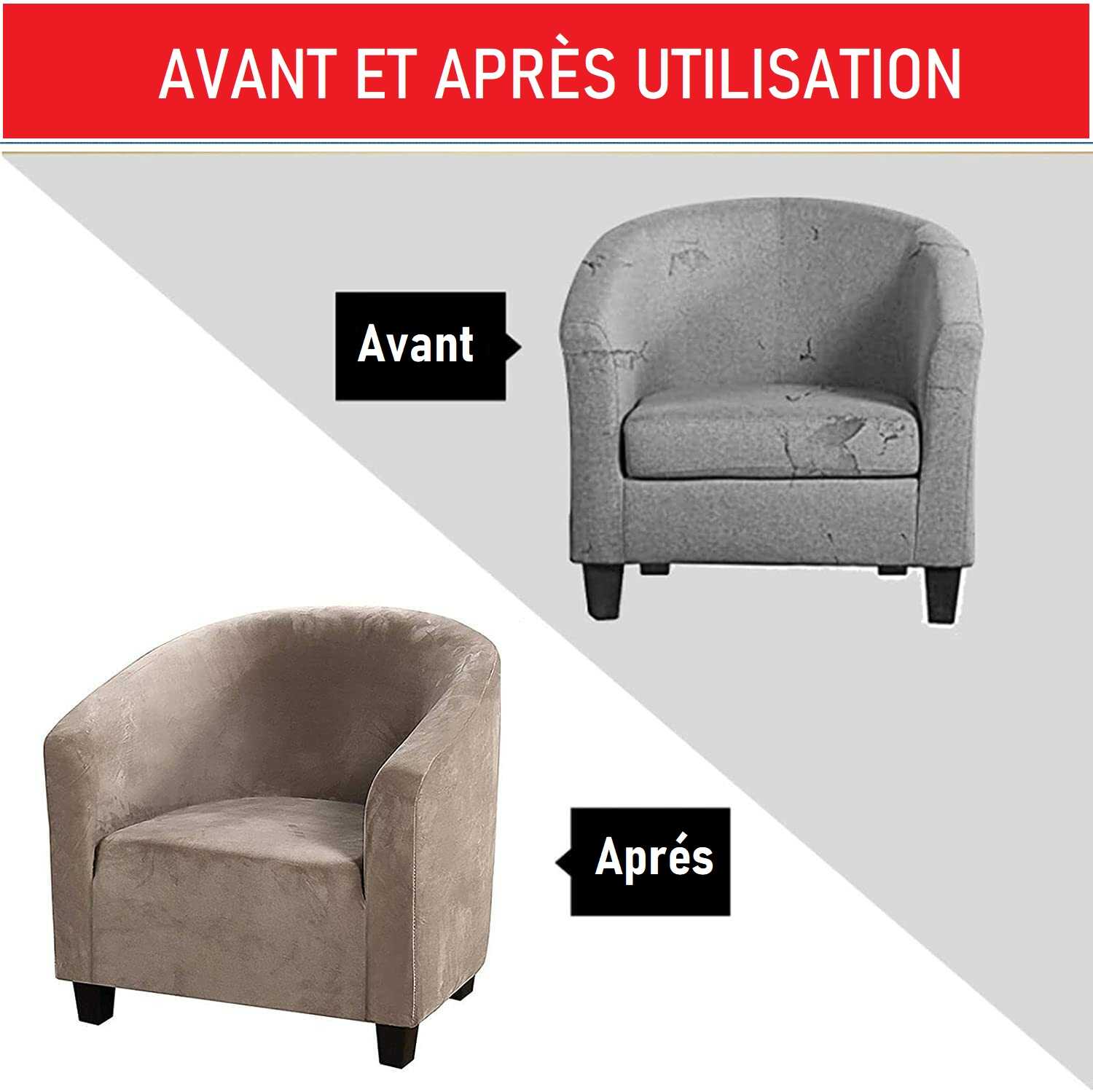 Housse de Fauteuil Velours - Kaki