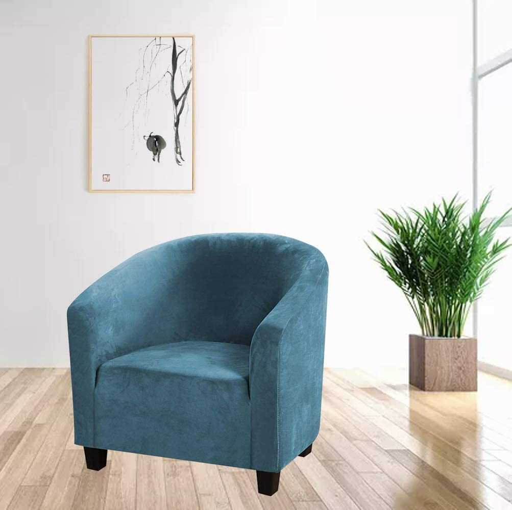 Housse de Fauteuil Velours - Bleu Ciel
