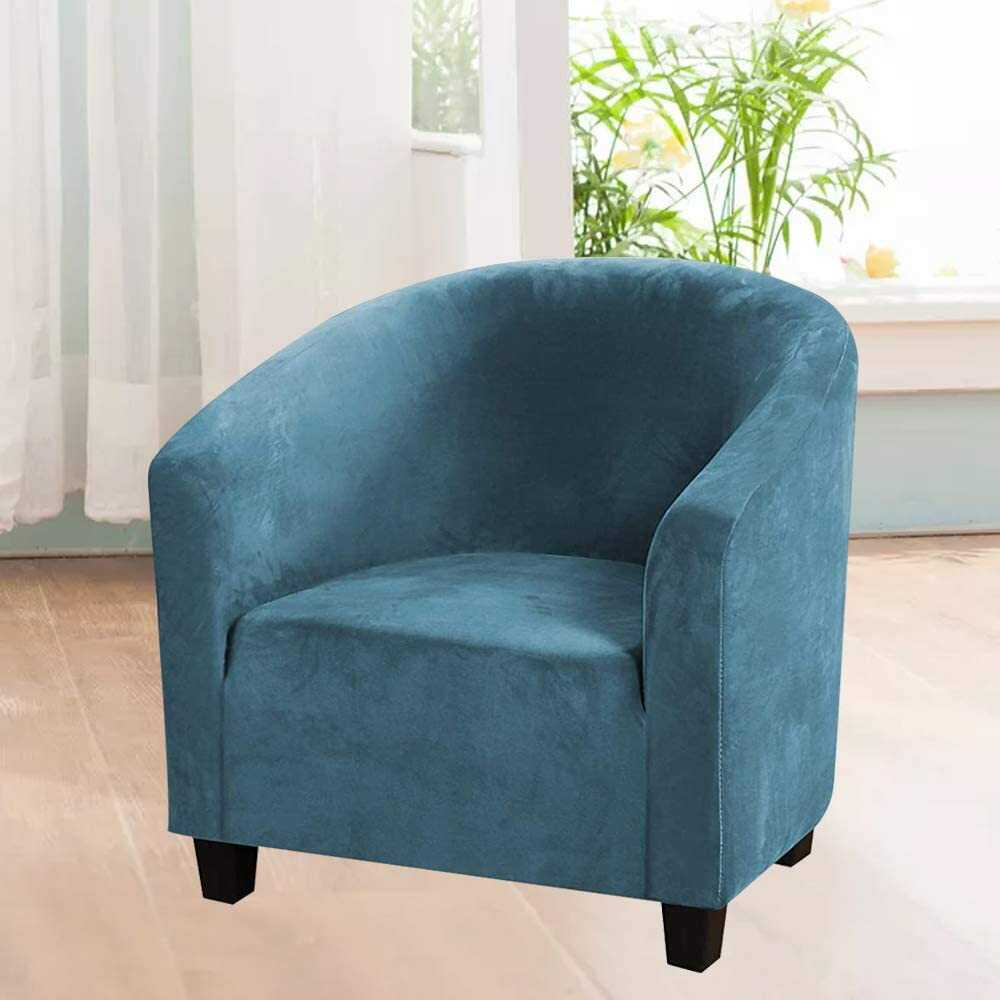 Housse de Fauteuil Velours - Bleu Ciel