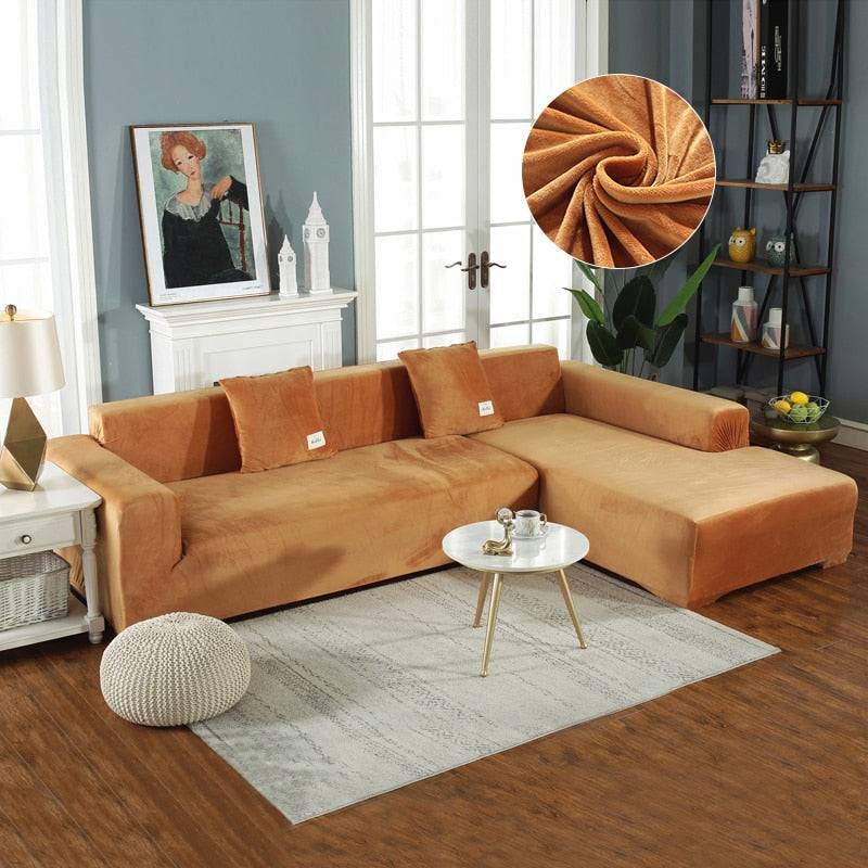 Housse de Canapé d'Angle <br/> Velours - Doré