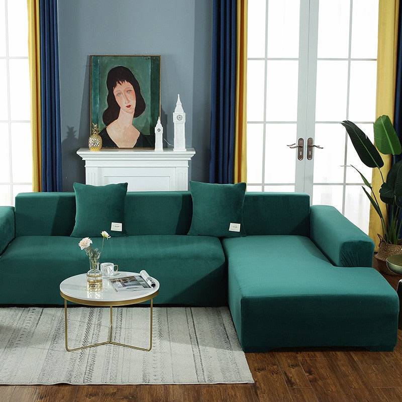 Housse de Canapé d'Angle <br/> Velours - Vert