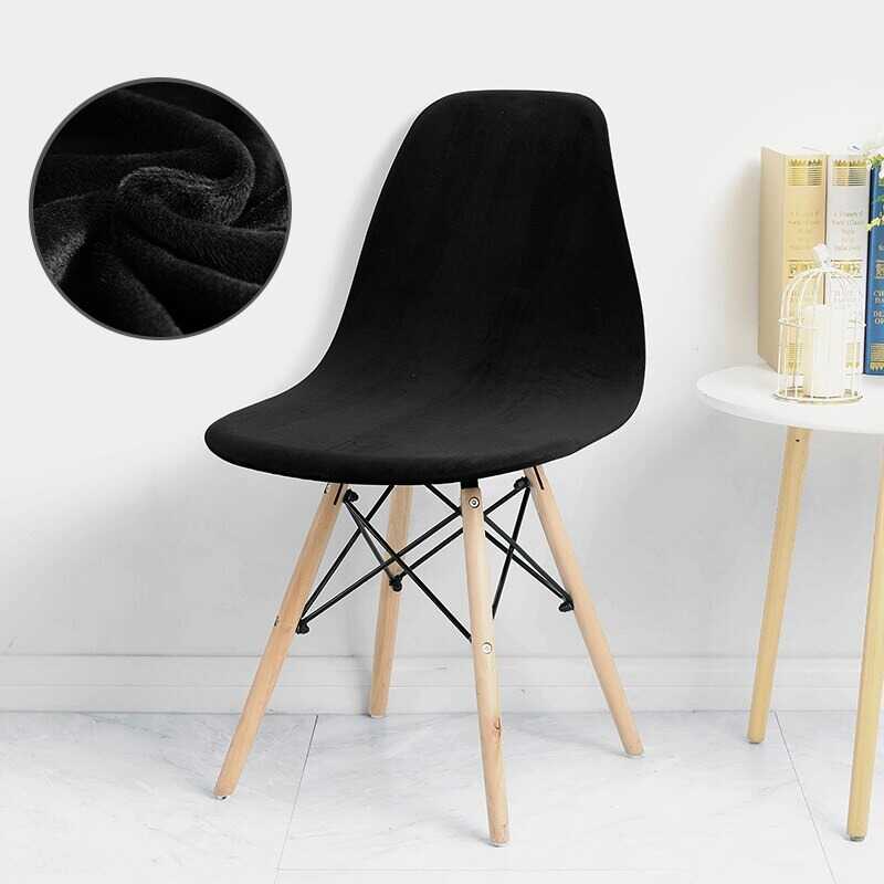Housse Extensible de Chaise Scandinave Velours - Noir – protection optimale