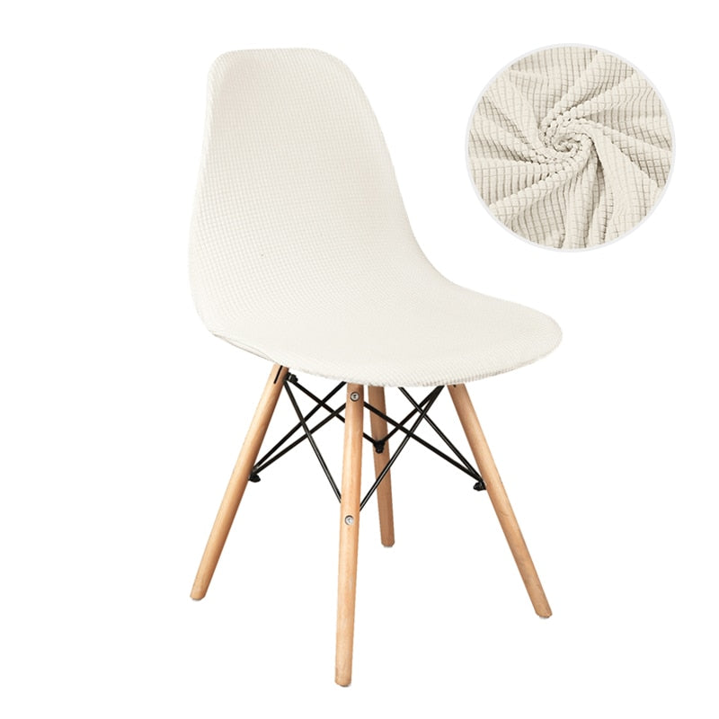 Housse de Chaise Scandinave — coloris blanc — tissu extensible et élastique.