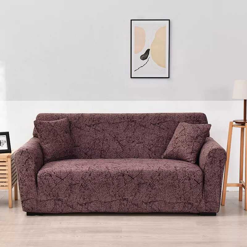 Housse de Canapé d'angle Universelle Marron - Motifs Géométrique & Design Moderne