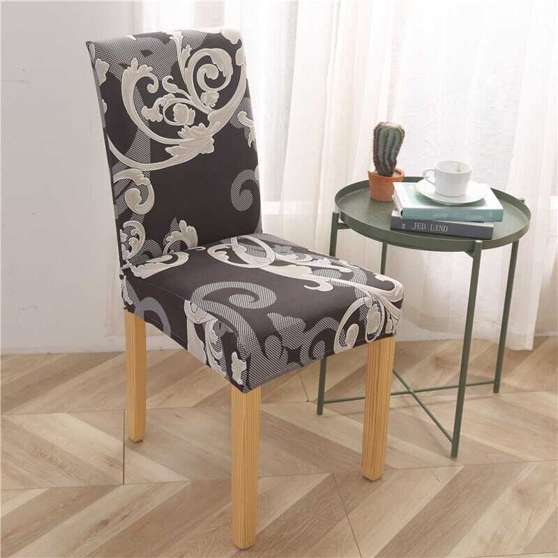 Housse de Chaise Extensible Classique – Motif baroque Noir et Blanc Élégant