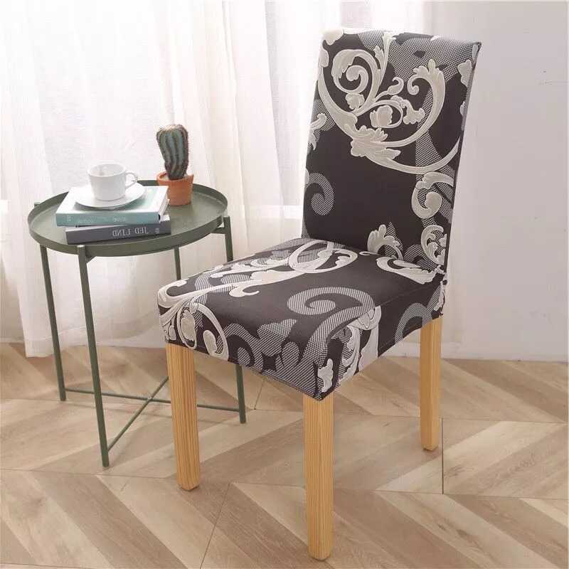 Housse pour Chaise Extensible Classique – Motif baroque Noir et Blanc Élégant