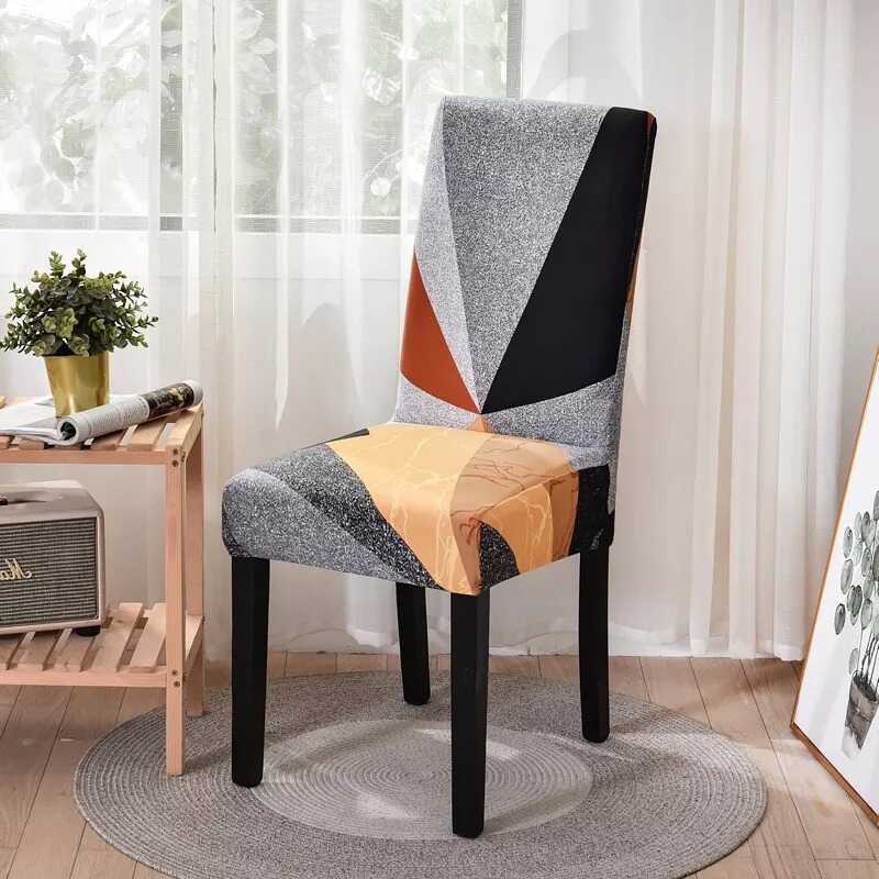 Housse pour Chaise Extensible Design Géométrique - Moderne & Universelle pour Salle à Manger