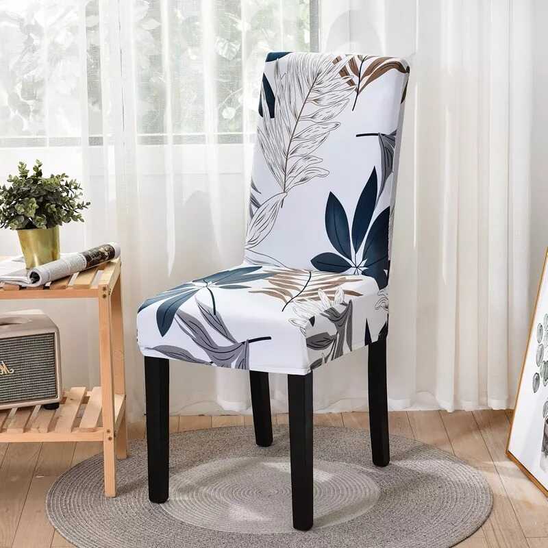 Housse Chaise Extensible à Motif Feuilles Tropicales – Universelle, Moderne et Lavable
