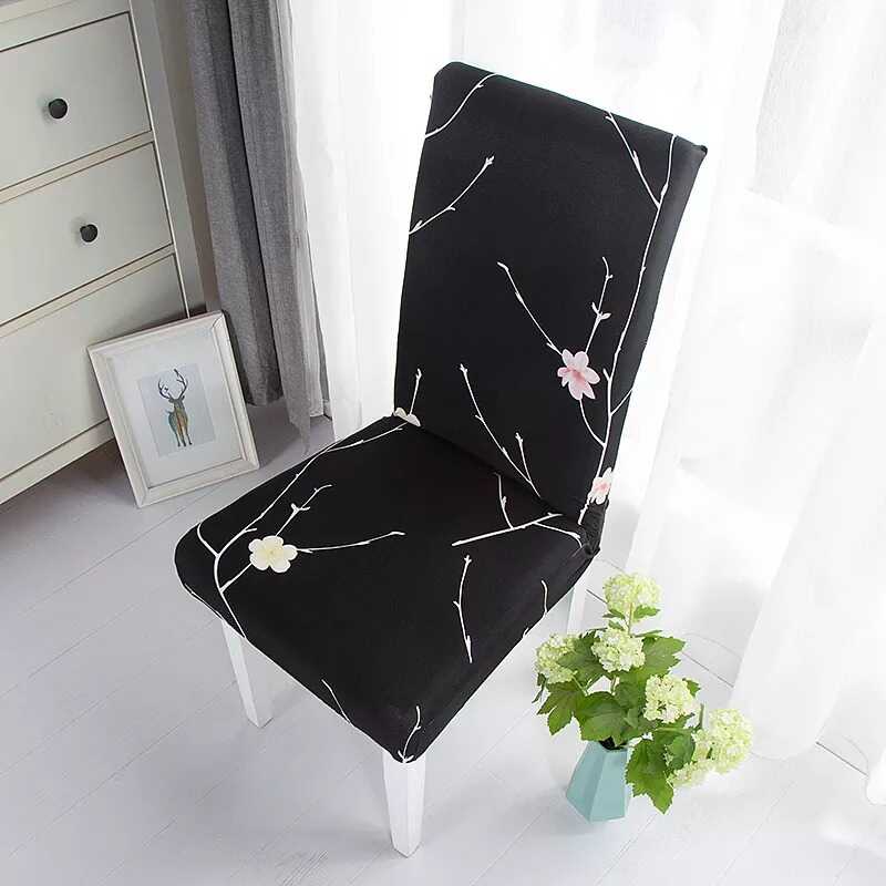 Housse Chaise Extensible à Motifs Modernes - Style Scandinave Noir