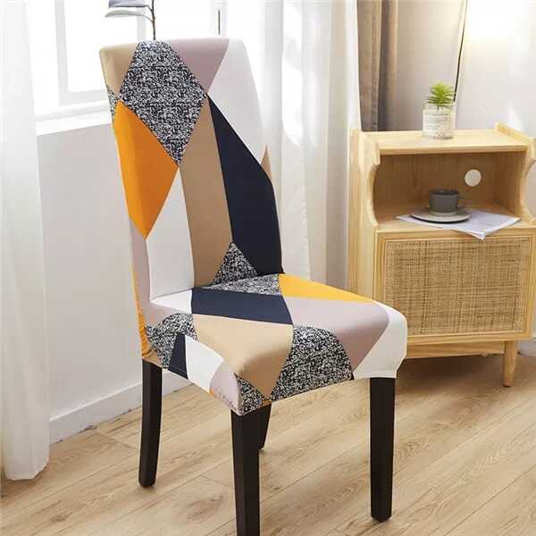 Housse pour Chaise Extensible Motif Géométrique - Style Scandinave Multicolore