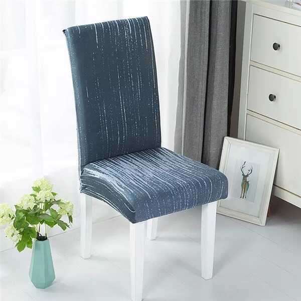 Housse Chaise Extensible à Motifs Modernes - Style Scandinave Gris Foncé