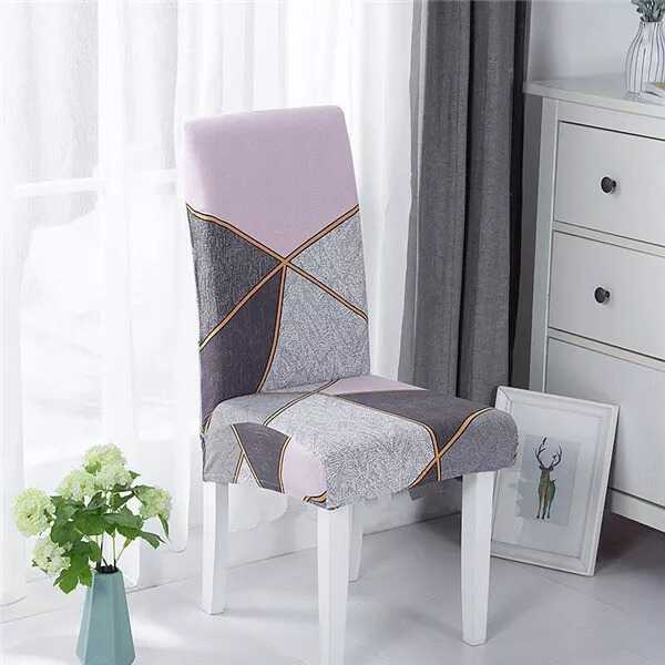 Housse pour Chaise à Motifs Géométrique  - Style Scandinave Gris Rose