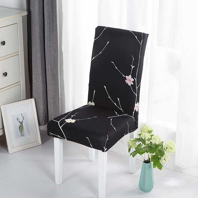 Housse de Chaise Extensible à Motifs Modernes - Style Scandinave Noir