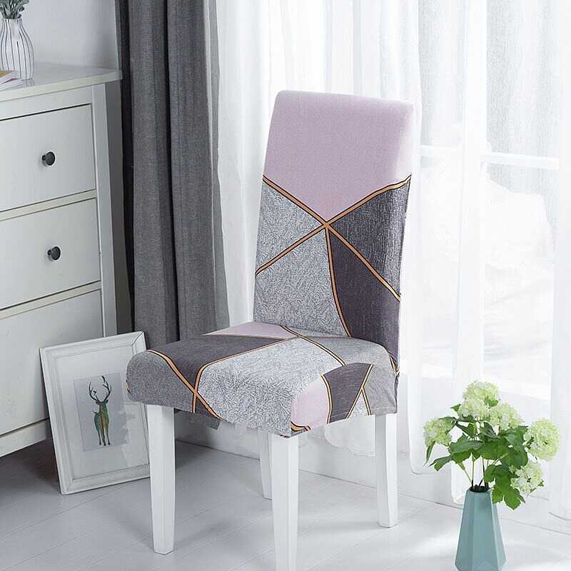 Housse de Chaise à Motifs Géométrique  - Style Scandinave Gris Rose