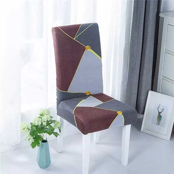 Housse pour Chaise Extensible à Motifs Modernes - Style Scandinave Gris Marron