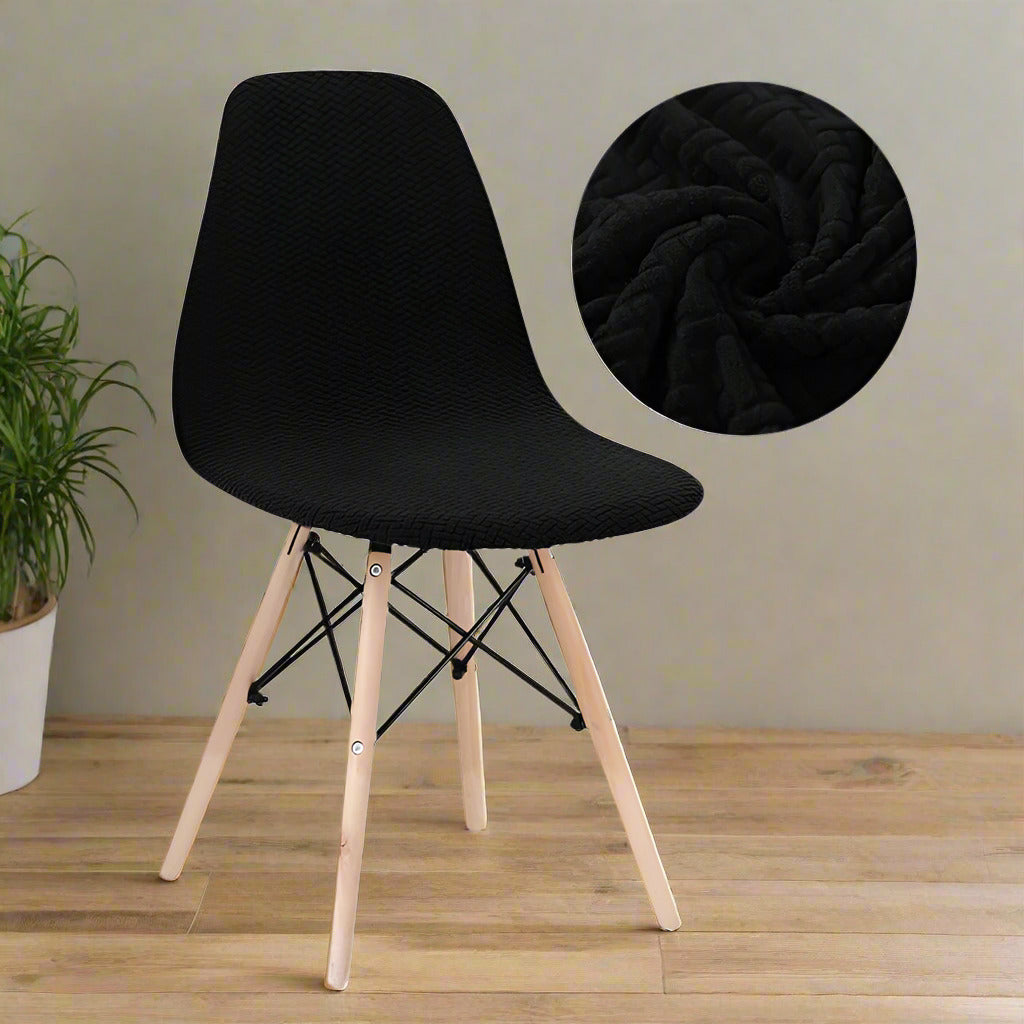 Housse de Chaise Scandinave Extensible Noir - Décoration Élégante et protection Optimale