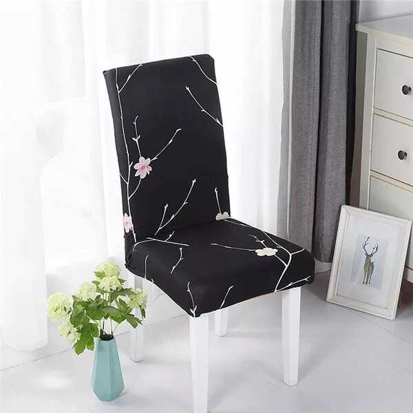 Housse pour Chaise Extensible à Motifs Modernes - Style Scandinave Noir