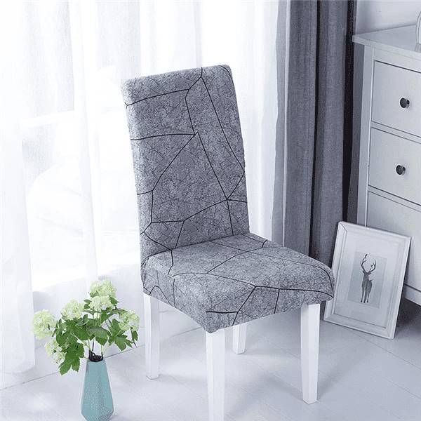 Housse de Chaise salle à manger Universelle à Motifs Modernes - Style Scandinave Gris