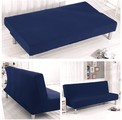 Housse élastique bleu marine pour canapé convertible