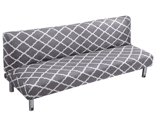 Housse de canapé clic clac à motifs triangulaires gris et blancs