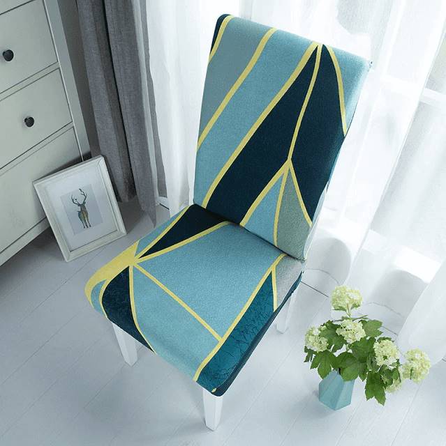 Housse de chaise extensible scandinave bleu vert _ moderne et lavable