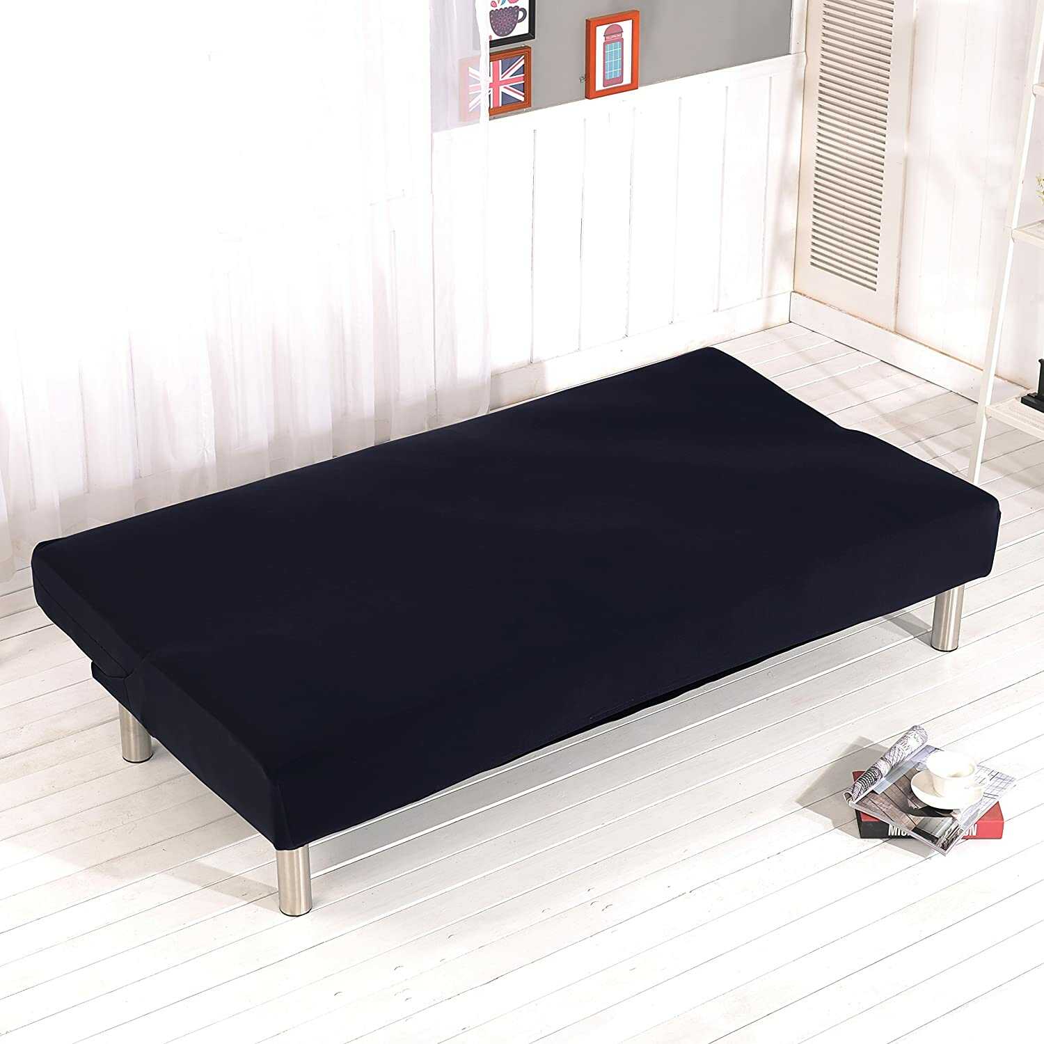 Housse pour canapé clic clac extensible avec motif moderne noir