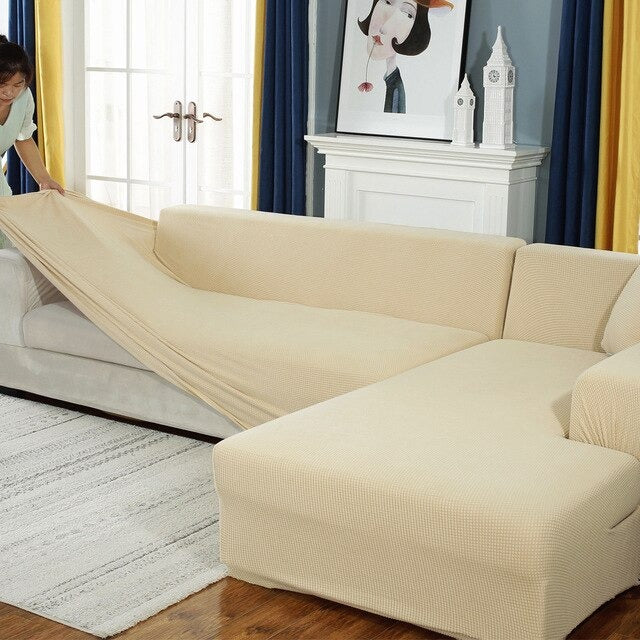 Housse de Canapé d'Angle - Crème - HousseDecor