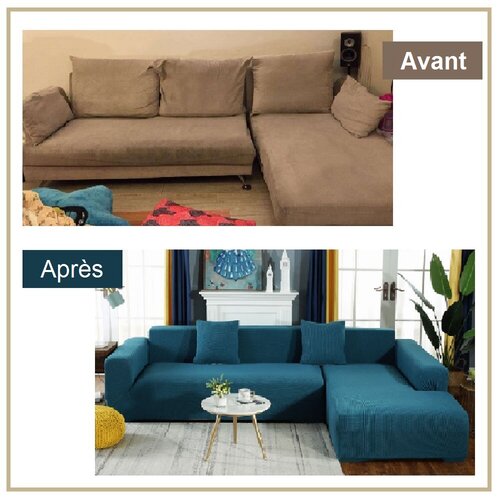 Housse de Canapé d'Angle - Crème - HousseDecor
