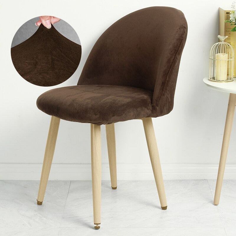 Housse de Chaise <br/> Scandinave en Velours - Marron