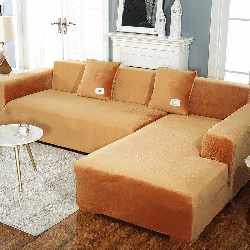 Housse de Canapé d'Angle <br/> Velours - Doré