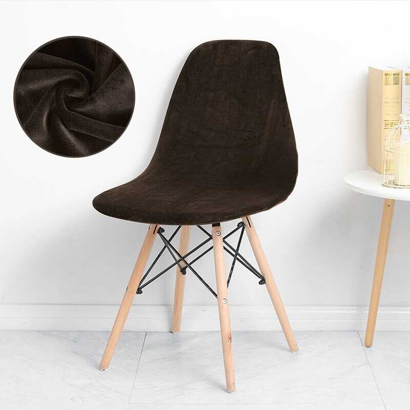 Housse de Chaise Scandinave Velours - Marron - Housse de chaise de salle à manger élégante