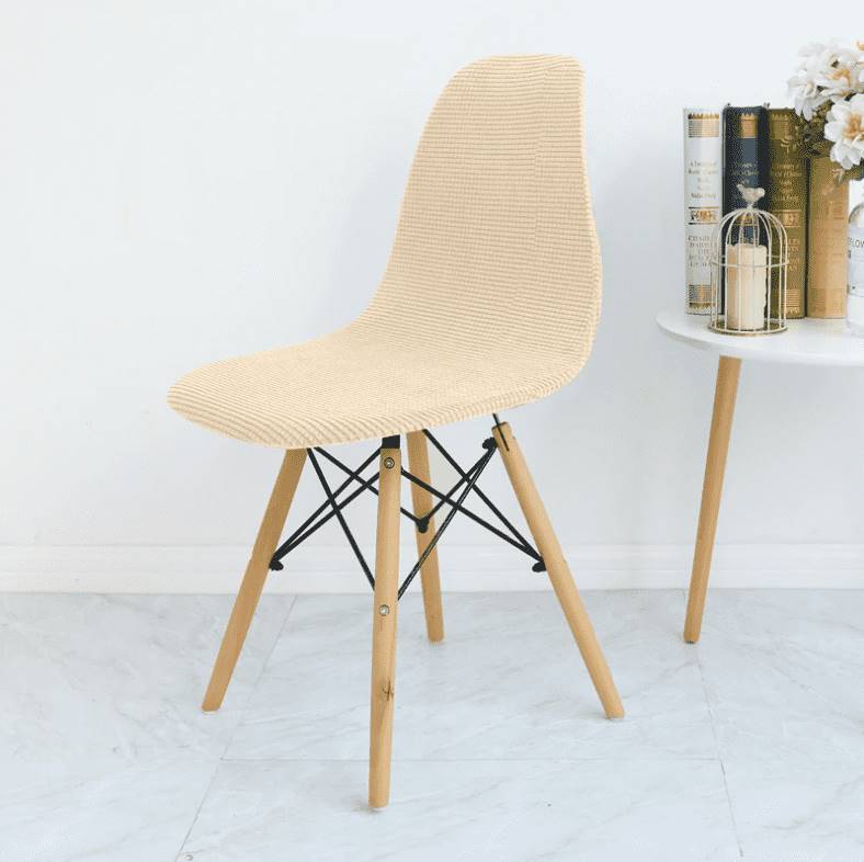 Housse de Chaise Scandinave beige — extensible, élastique et lavable