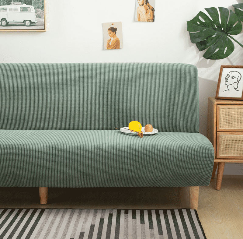 Housse clic clac en tissu polaire sans accoudoir - Housse bz couleur unie pour salon - HousseDecor
