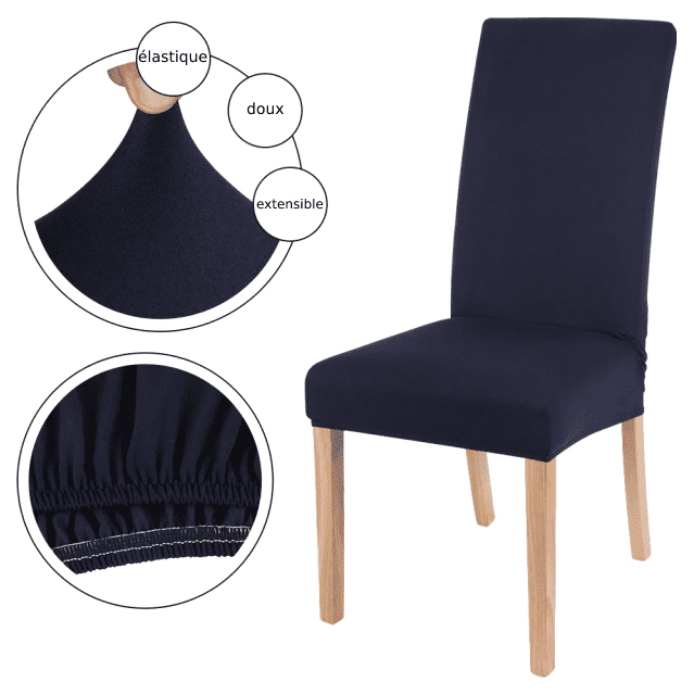 Housse de Chaise Universelle - Bleu Foncé - HousseDecor