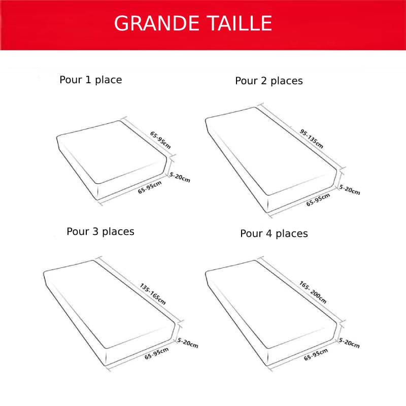 la taille de housse assise canapé gris extensible