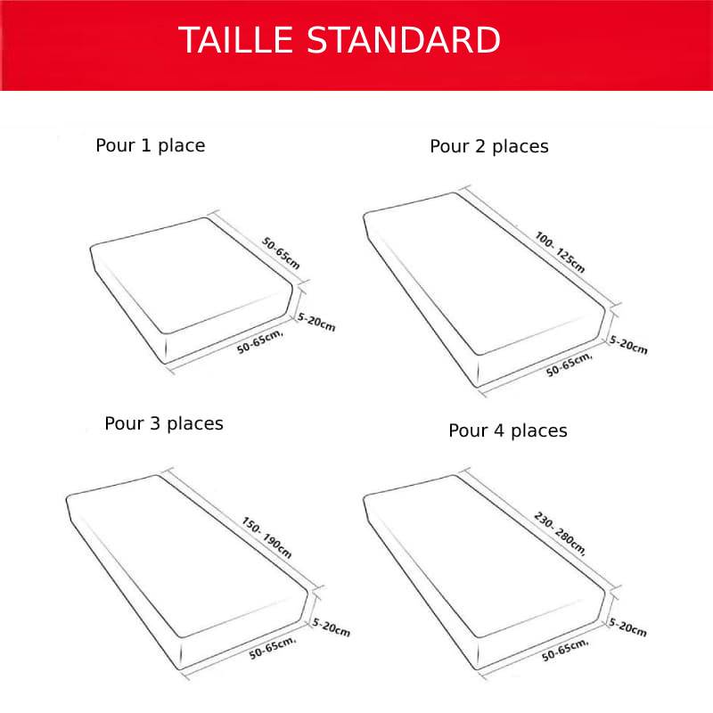 la taille de housse assise canapé gris extensible
