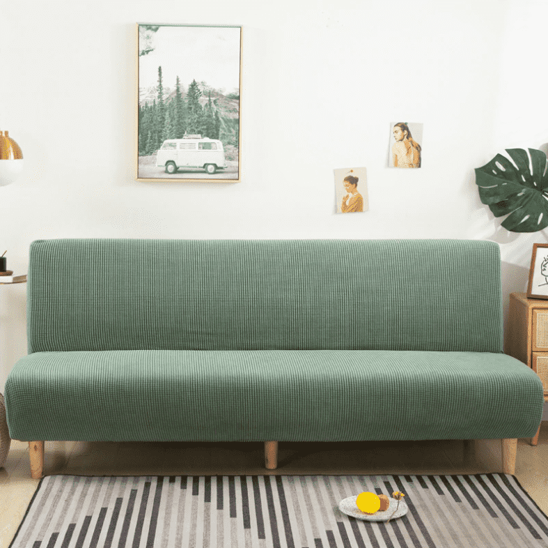 Housse clic clac en tissu polaire sans accoudoir - Housse bz couleur unie pour salon - HousseDecor