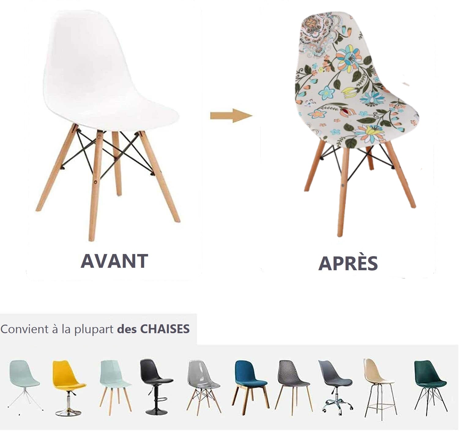 Housse de Chaise <br/> Scandinave - Fleur Blanche