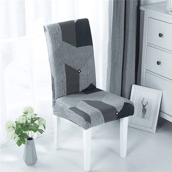 Housse chaise extensible à motifs modernes — coloris gris — style scandinave