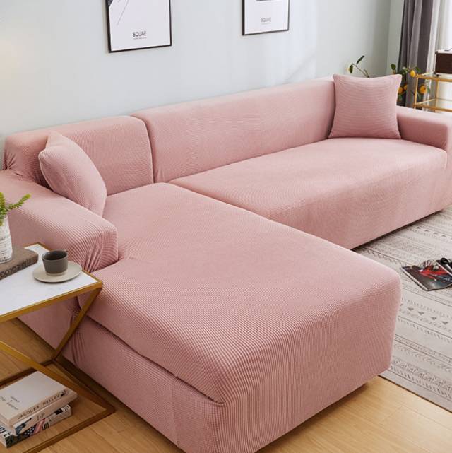Housse de Canapé d'Angle - Rose - HousseDecor