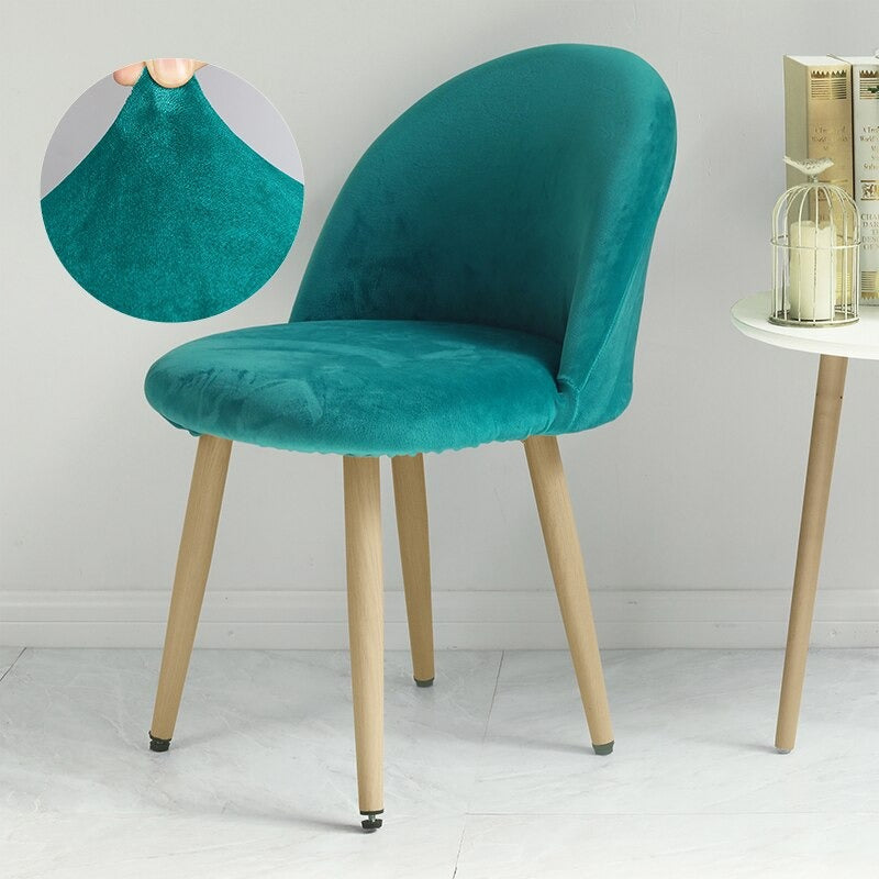 Housse de Chaise <br/> Scandinave Velours - Bleu Canard