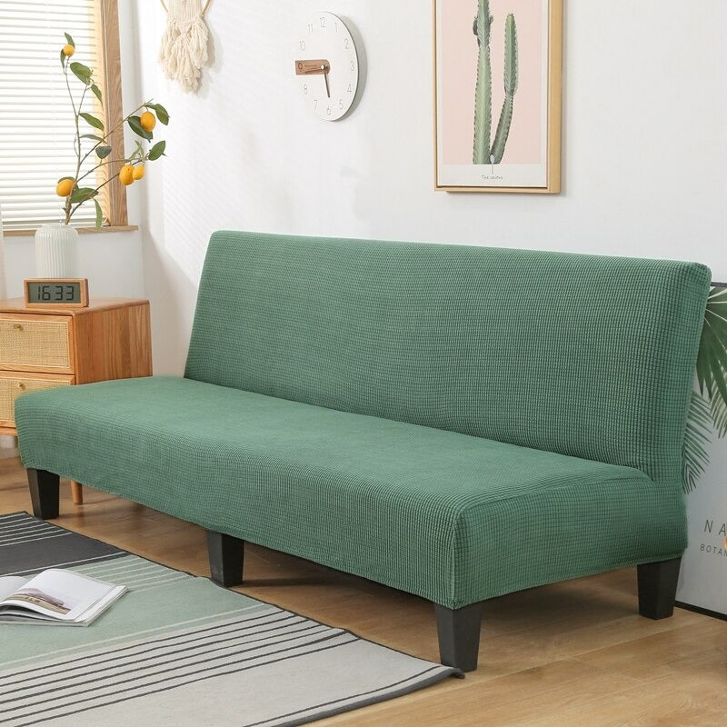 Housse clic clac en tissu polaire sans accoudoir - Housse bz couleur unie pour salon - HousseDecor