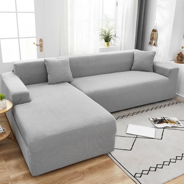 Housse canapé d'angle universelle à design matelassé - Plaid canapé d'angle gris pour maison - HousseDecor