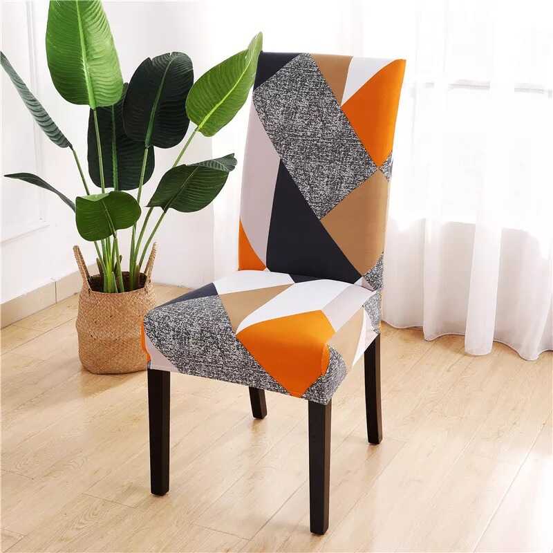Housse de Chaise Extensible Motif Géométrique - Style Scandinave Multicolore